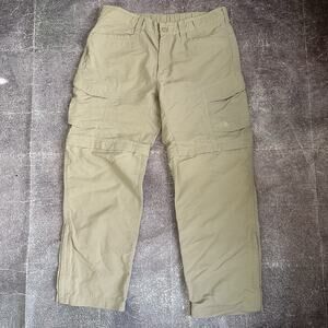 Men's The North Face Gray Convertible Zip Off Tan Windbreaker Hiking Pants Sz L